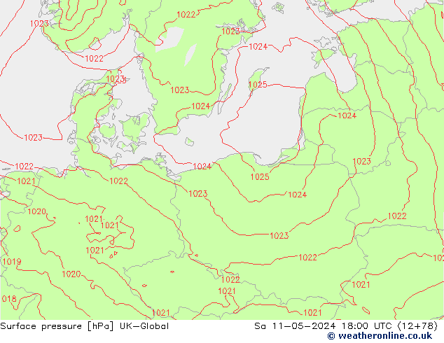 pressão do solo UK-Global Sáb 11.05.2024 18 UTC