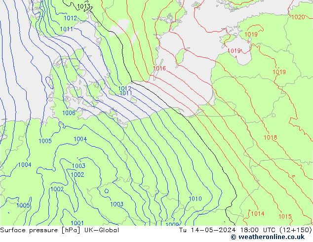 Pressione al suolo UK-Global mar 14.05.2024 18 UTC