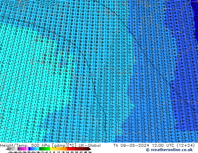 Height/Temp. 500 гПа UK-Global чт 09.05.2024 12 UTC