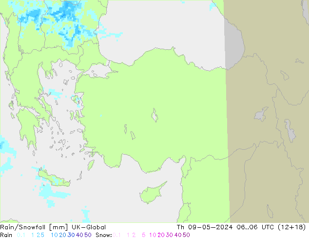 Rain/Snowfall UK-Global Th 09.05.2024 06 UTC