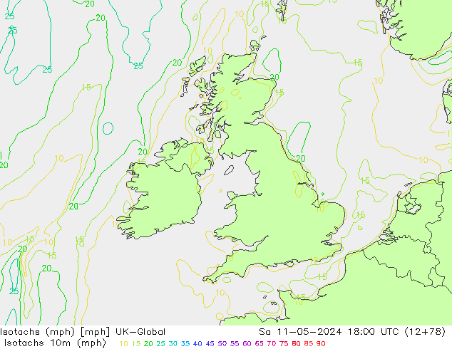 Isotachs (mph) UK-Global sam 11.05.2024 18 UTC