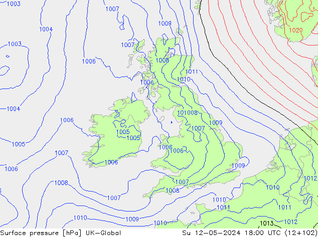 Luchtdruk (Grond) UK-Global zo 12.05.2024 18 UTC