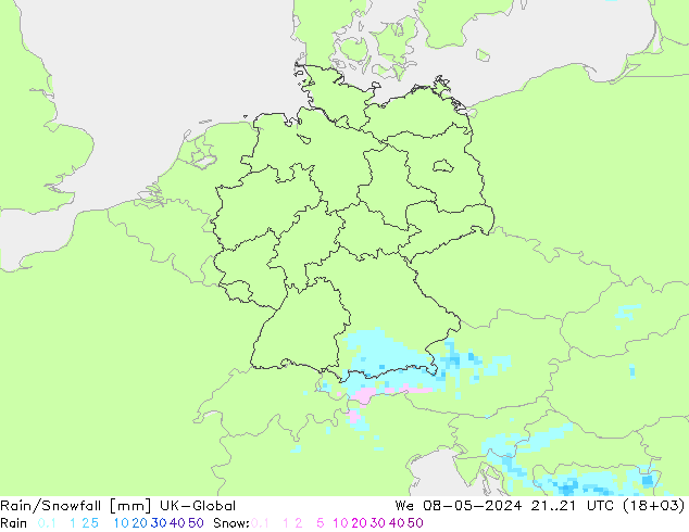 Regen/Schneefall UK-Global Mi 08.05.2024 21 UTC