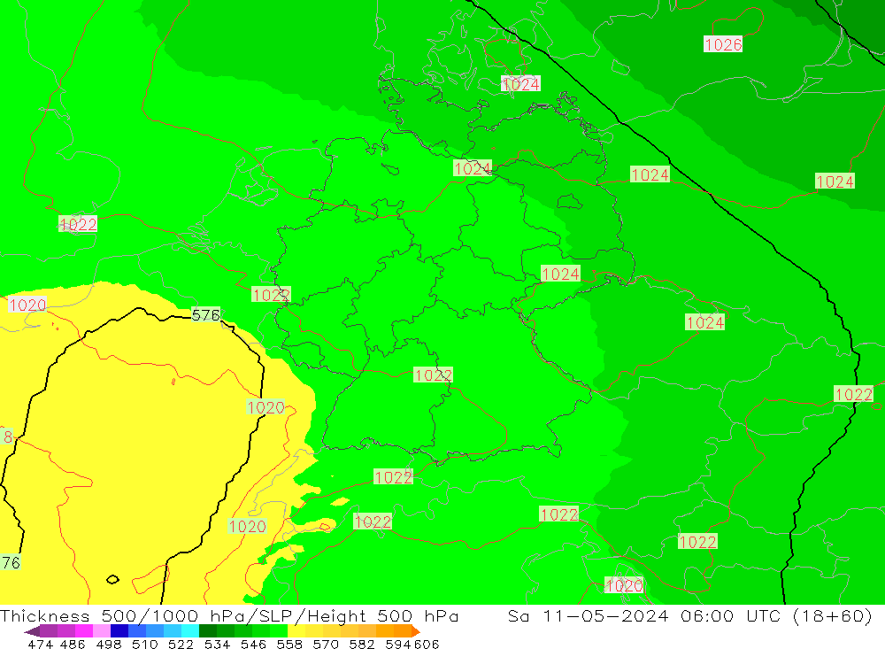 Thck 500-1000hPa UK-Global Sa 11.05.2024 06 UTC