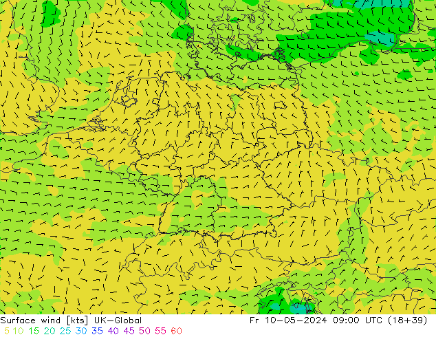 Surface wind UK-Global Fr 10.05.2024 09 UTC