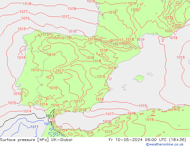 приземное давление UK-Global пт 10.05.2024 06 UTC