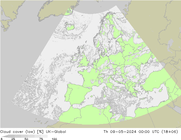 Nubes bajas UK-Global jue 09.05.2024 00 UTC