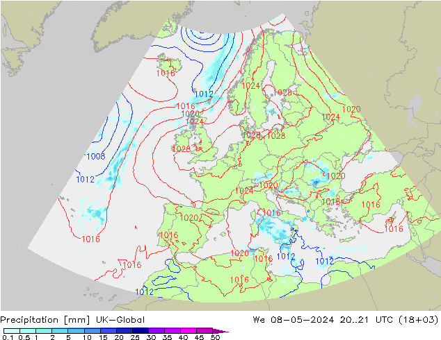 Precipitación UK-Global mié 08.05.2024 21 UTC