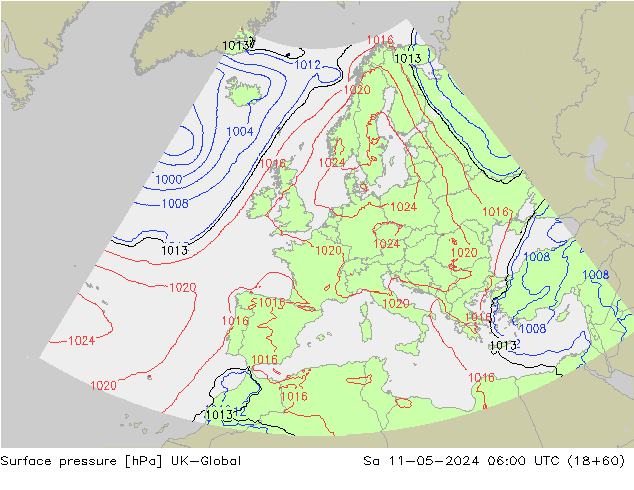 pression de l'air UK-Global sam 11.05.2024 06 UTC