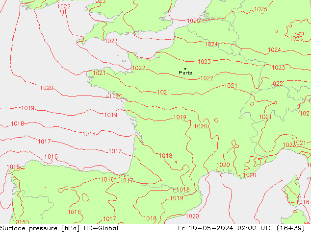 Surface pressure UK-Global Fr 10.05.2024 09 UTC