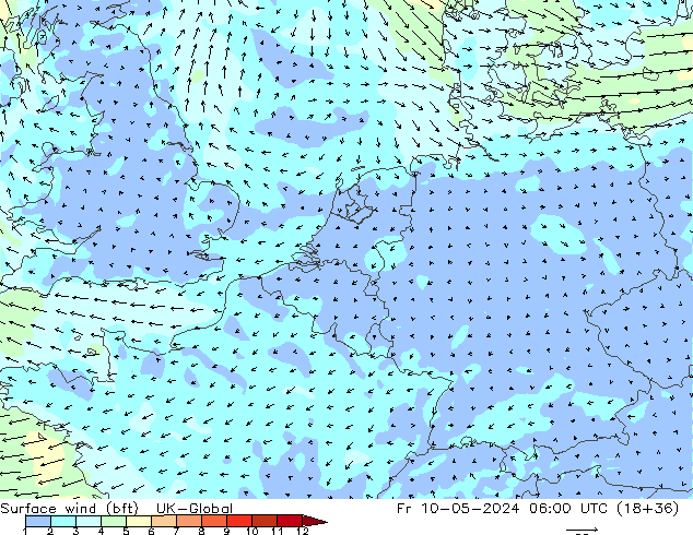 Bodenwind (bft) UK-Global Fr 10.05.2024 06 UTC