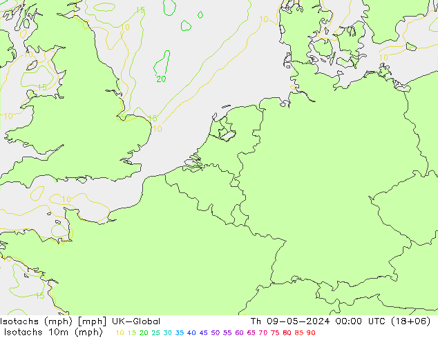 Isotachen (mph) UK-Global Do 09.05.2024 00 UTC