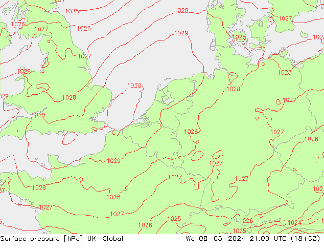 pression de l'air UK-Global mer 08.05.2024 21 UTC