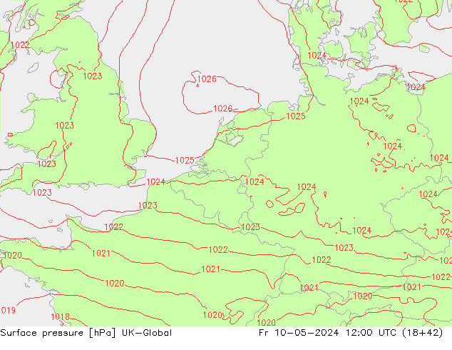 Luchtdruk (Grond) UK-Global vr 10.05.2024 12 UTC