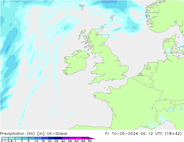 Precipitazione (6h) UK-Global ven 10.05.2024 12 UTC