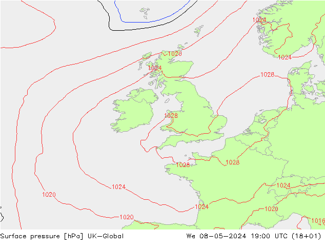 Yer basıncı UK-Global Çar 08.05.2024 19 UTC