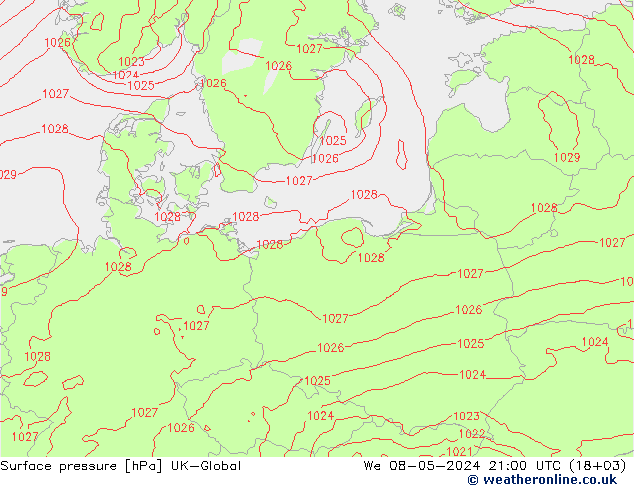 приземное давление UK-Global ср 08.05.2024 21 UTC