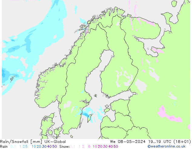 Lluvia/nieve UK-Global mié 08.05.2024 19 UTC