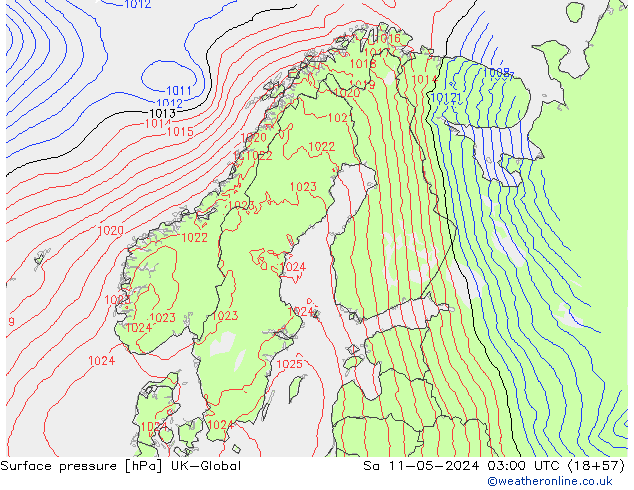 Surface pressure UK-Global Sa 11.05.2024 03 UTC