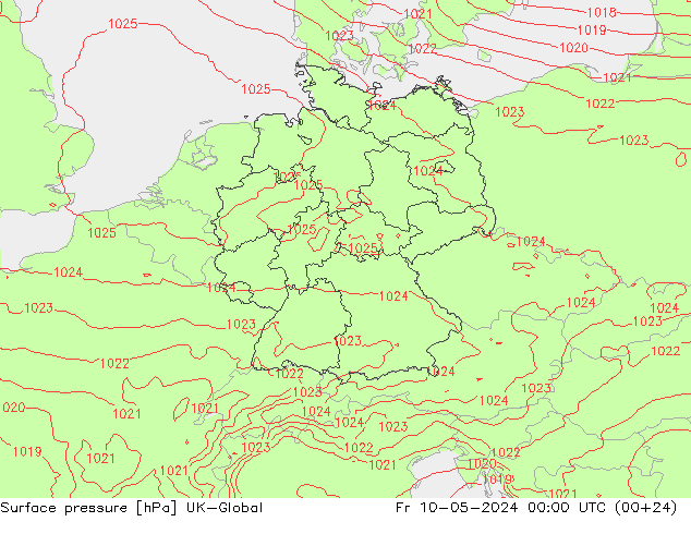地面气压 UK-Global 星期五 10.05.2024 00 UTC