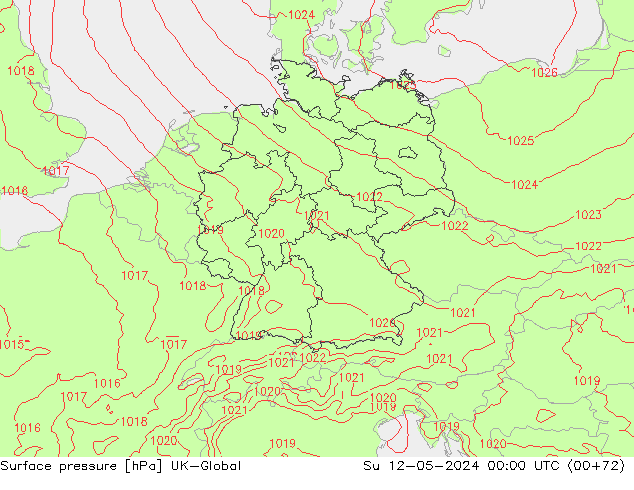 Surface pressure UK-Global Su 12.05.2024 00 UTC
