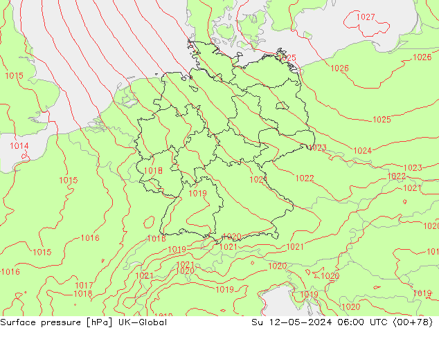 Presión superficial UK-Global dom 12.05.2024 06 UTC