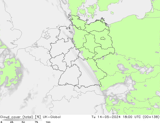 Nubes (total) UK-Global mar 14.05.2024 18 UTC