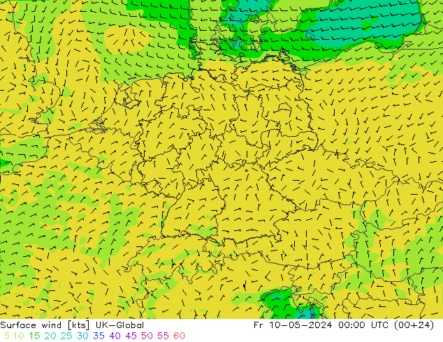 Surface wind UK-Global Fr 10.05.2024 00 UTC