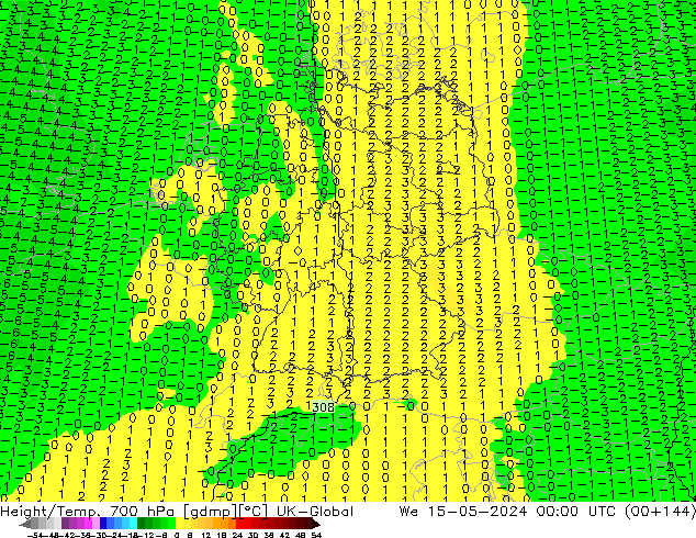 Hoogte/Temp. 700 hPa UK-Global wo 15.05.2024 00 UTC