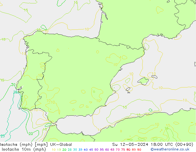 Isotachs (mph) UK-Global Вс 12.05.2024 18 UTC