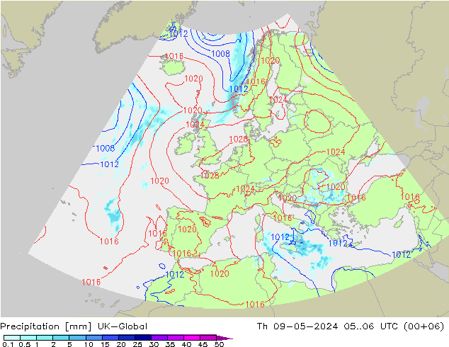 Precipitación UK-Global jue 09.05.2024 06 UTC