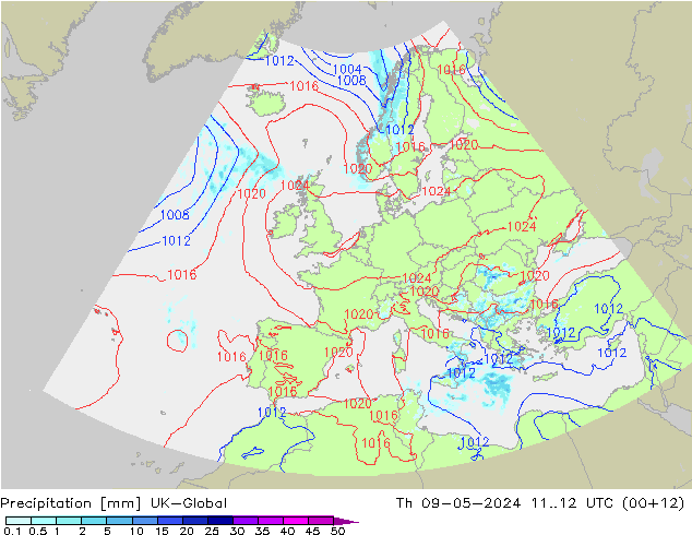 Niederschlag UK-Global Do 09.05.2024 12 UTC