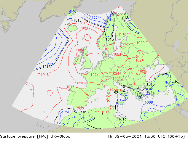 Luchtdruk (Grond) UK-Global do 09.05.2024 15 UTC