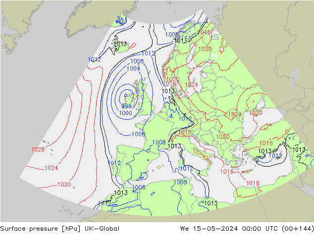 pressão do solo UK-Global Qua 15.05.2024 00 UTC