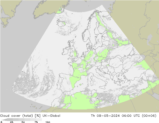 Wolken (gesamt) UK-Global Do 09.05.2024 06 UTC