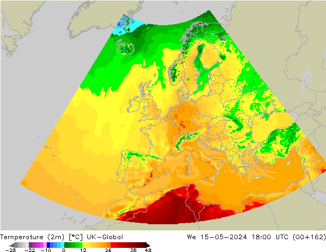 Sıcaklık Haritası (2m) UK-Global Çar 15.05.2024 18 UTC
