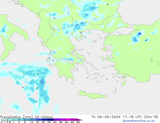 Precipitación UK-Global jue 09.05.2024 18 UTC