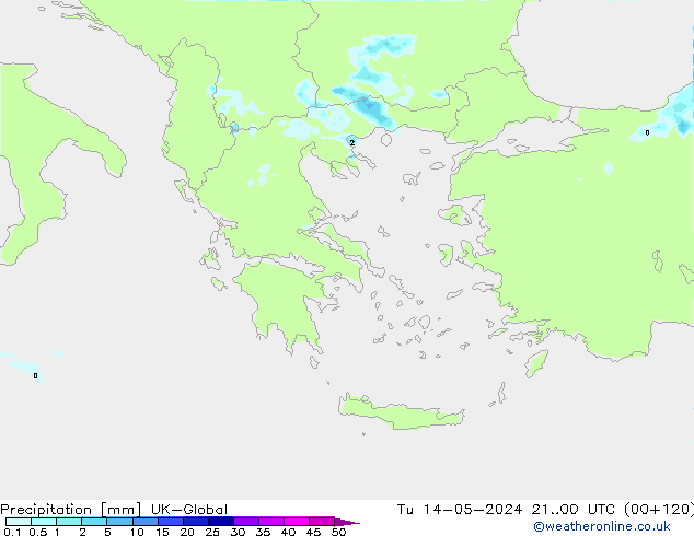Precipitation UK-Global Tu 14.05.2024 00 UTC