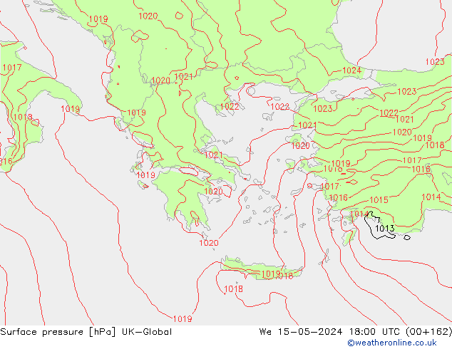 Yer basıncı UK-Global Çar 15.05.2024 18 UTC