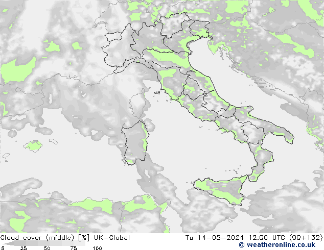 Cloud cover (middle) UK-Global Tu 14.05.2024 12 UTC