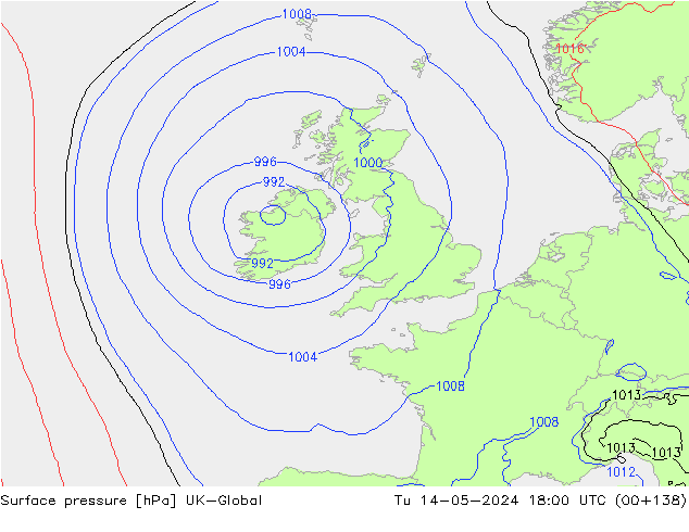 приземное давление UK-Global вт 14.05.2024 18 UTC