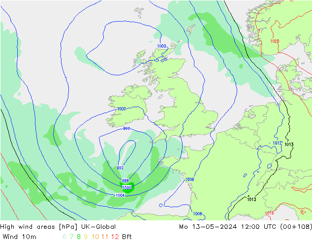 High wind areas UK-Global  13.05.2024 12 UTC