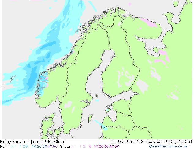 Lluvia/nieve UK-Global jue 09.05.2024 03 UTC