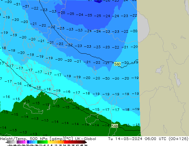 Hoogte/Temp. 500 hPa UK-Global di 14.05.2024 06 UTC