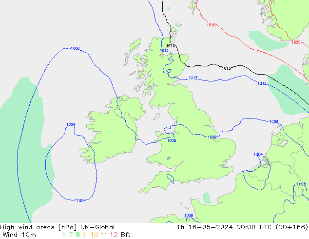 High wind areas UK-Global jue 16.05.2024 00 UTC