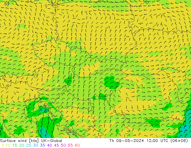 Surface wind UK-Global Th 09.05.2024 12 UTC