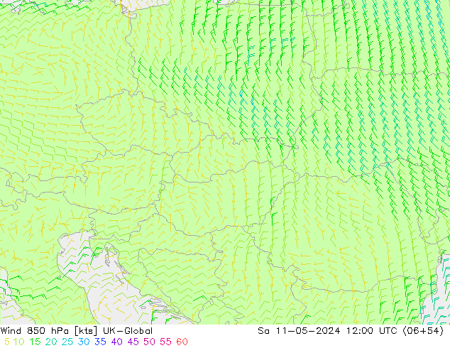 Rüzgar 850 hPa UK-Global Cts 11.05.2024 12 UTC