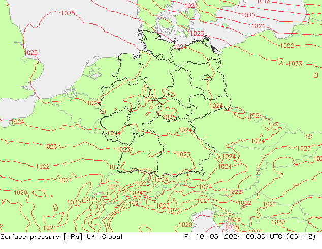 Luchtdruk (Grond) UK-Global vr 10.05.2024 00 UTC