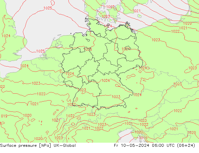 地面气压 UK-Global 星期五 10.05.2024 06 UTC