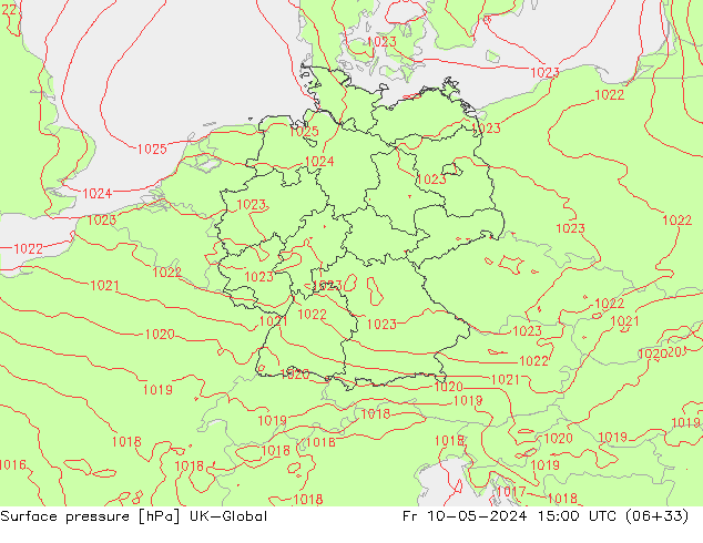 Surface pressure UK-Global Fr 10.05.2024 15 UTC